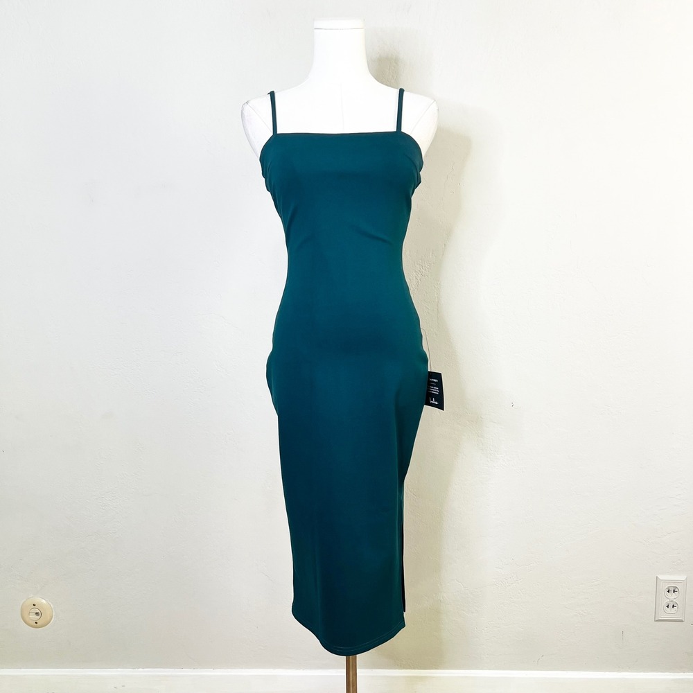 Lulus Midi Dress Bodycon Sheath XS Green Paulina  NEW‎ Sleeveless Back Zipper